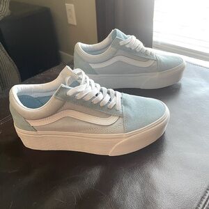 Powder blue suede platform Vans. NWOB. 6.5